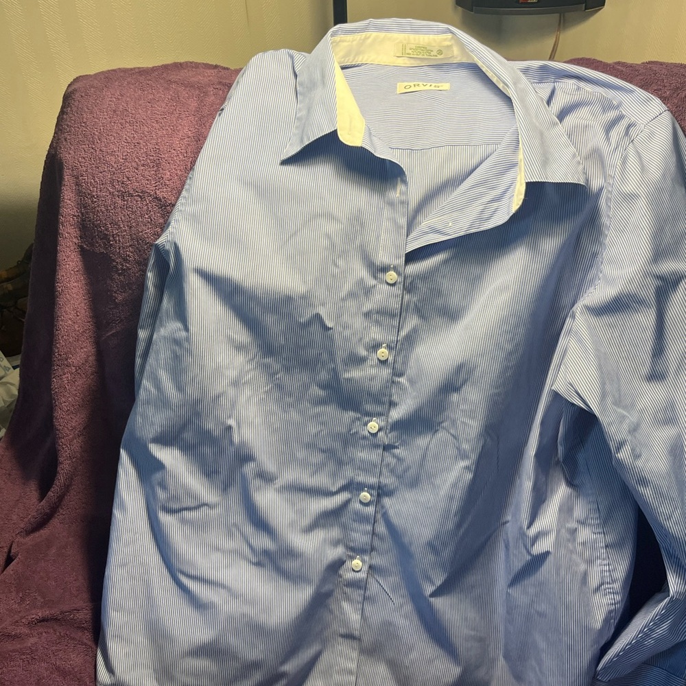 Orvis Light Blue Striped Shirt